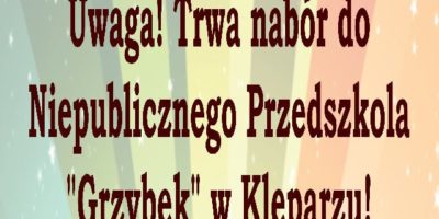 Nabór do Przedszkola Niepublicznego „Grzybek” w Kleparzu – PROMOCJA!!!