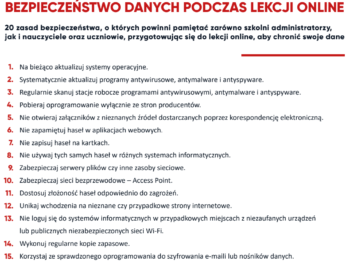 Bezpieczeństwo danych podczas lekcji online